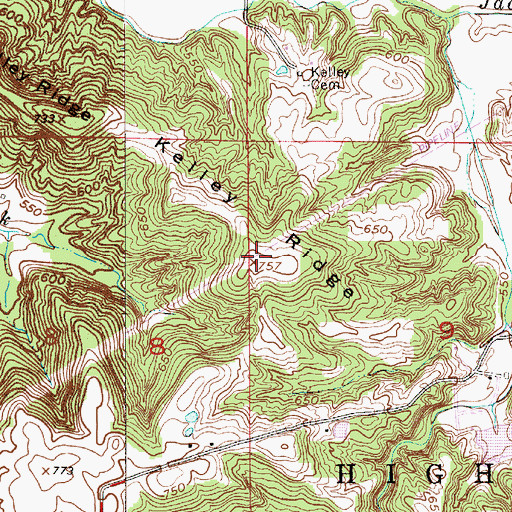 Topographic Map of Kelley Ridge, IN