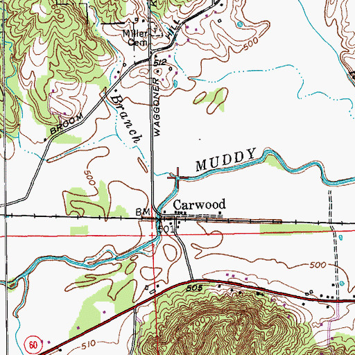Topographic Map of Kelly Branch, IN