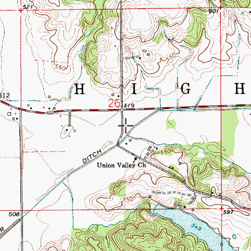Topographic Map of Kelly Branch, IN