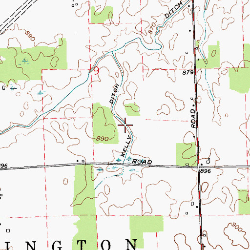 Topographic Map of Kelly Ditch, IN