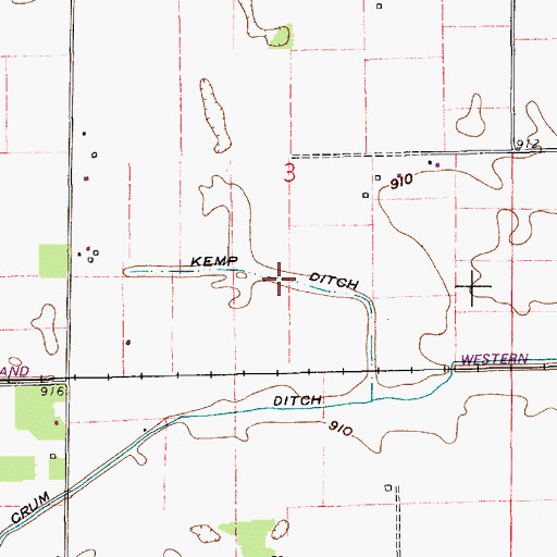 Topographic Map of Kemp Ditch, IN