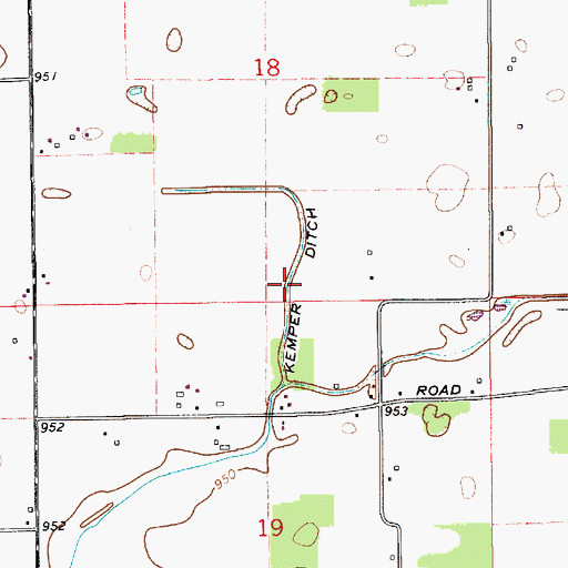 Topographic Map of Kemper Ditch, IN