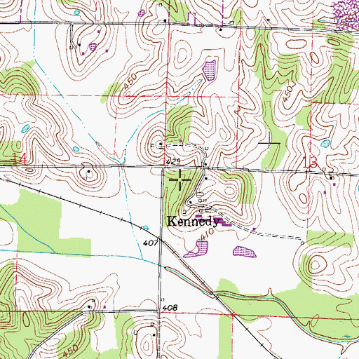 Topographic Map of Kennedy, IN