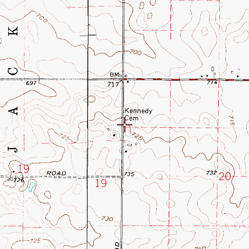 Topographic Map of Kennedy Cemetery, IN