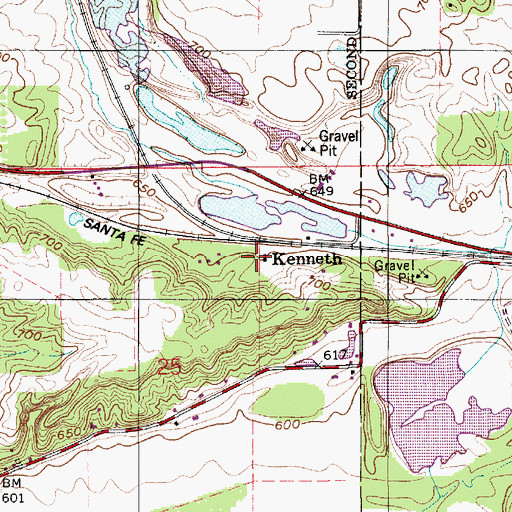 Topographic Map of Kenneth, IN