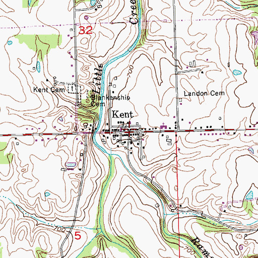 Topographic Map of Kent, IN