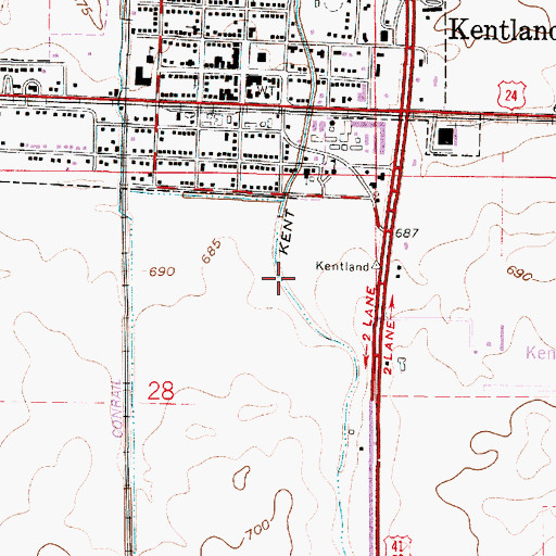Topographic Map of Kent Ditch, IN