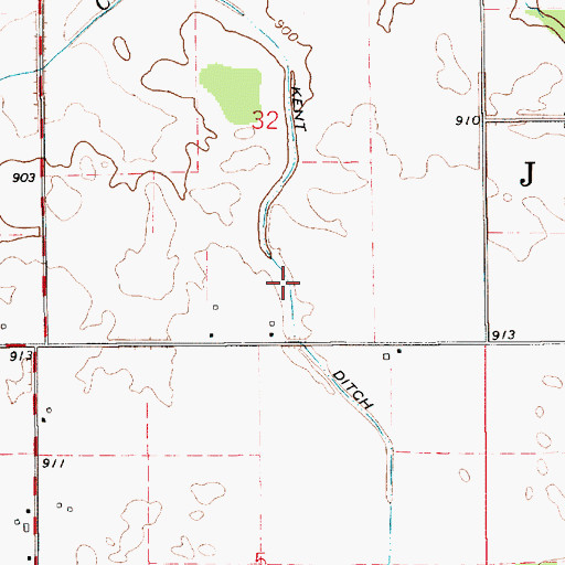 Topographic Map of Kent Ditch, IN