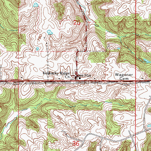 Topographic Map of Kentucky Ridge Church, IN