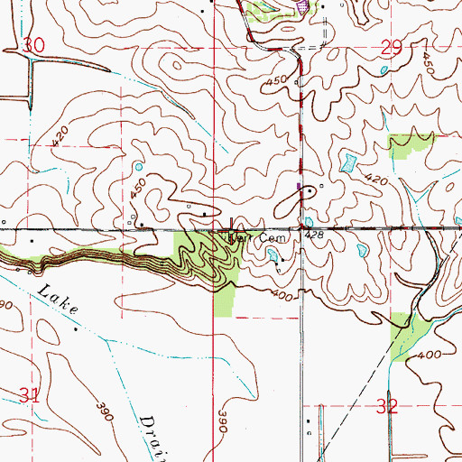 Topographic Map of Kerr Cemetery, IN