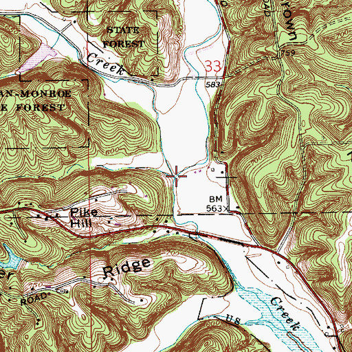 Topographic Map of Kerr Creek, IN