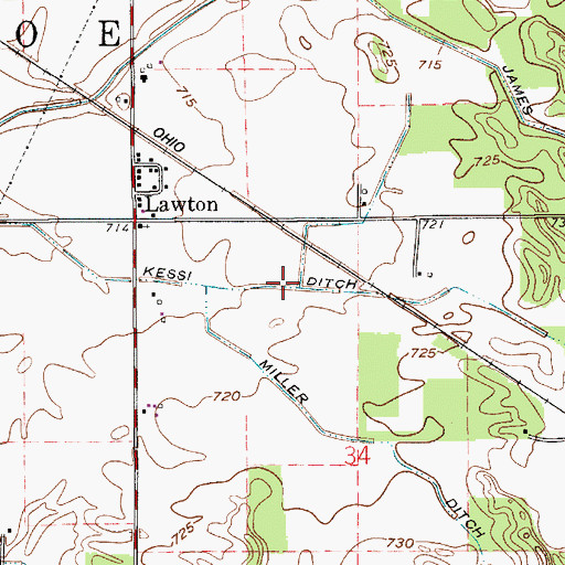 Topographic Map of Kessi Ditch, IN
