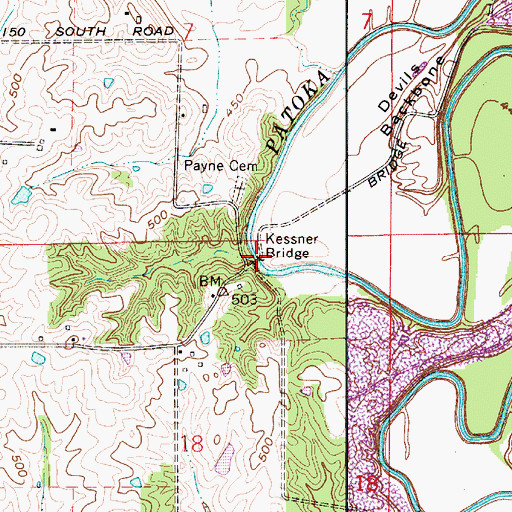 Topographic Map of Kessner Bridge, IN