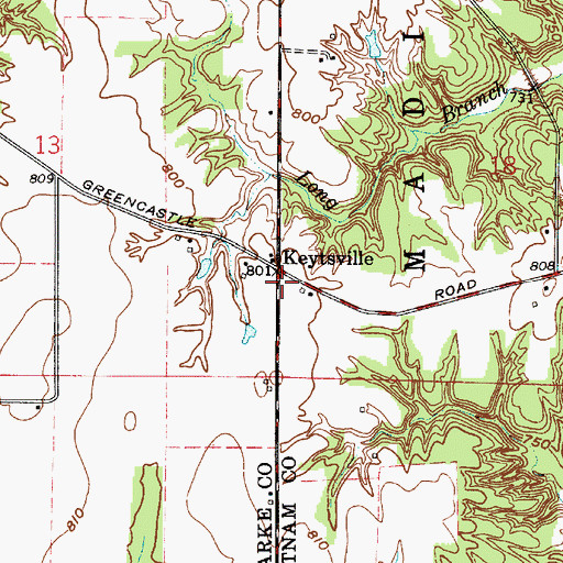 Topographic Map of Keytsville, IN
