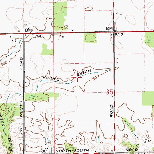 Topographic Map of Kiddle Ditch, IN