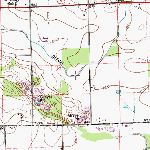 Topographic Map of Kieffer Ditch, IN