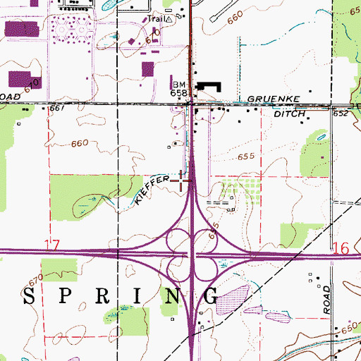 Topographic Map of Kieffer Gruenke Ditch, IN
