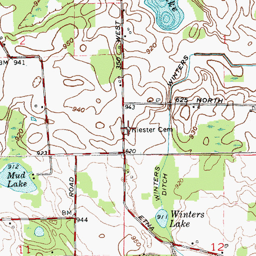 Topographic Map of Scott Cemetery, IN