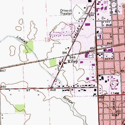 Topographic Map of Kiley, IN