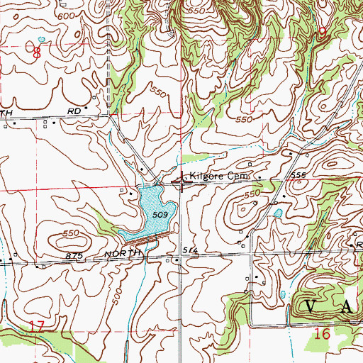 Topographic Map of Kilgore Cemetery, IN