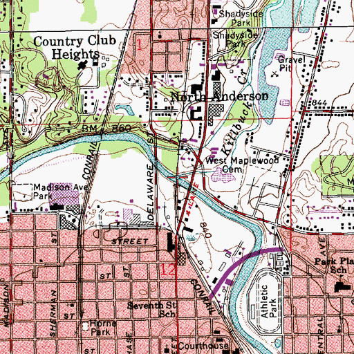 Topographic Map of Killbuck Creek, IN