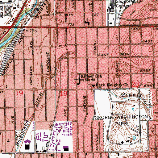 Topographic Map of Joyce Kilmer Elementary School, IN