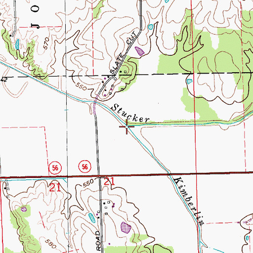 Topographic Map of Kimberlin Creek, IN