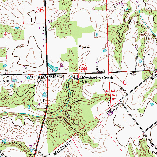 Topographic Map of Kimberlin Creek Church, IN