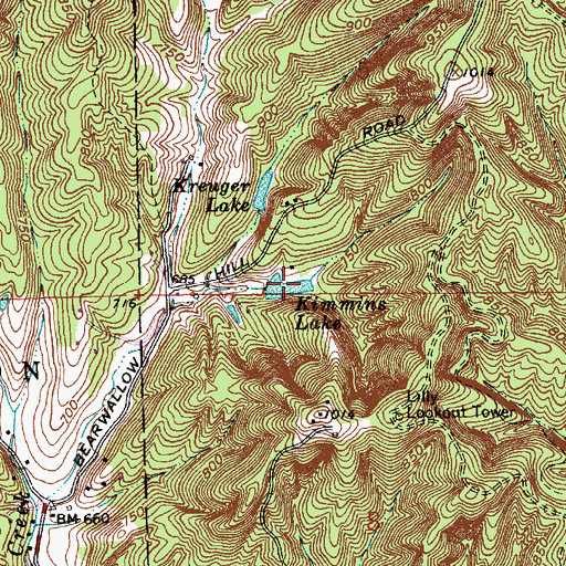 Topographic Map of Kimmins Lake, IN