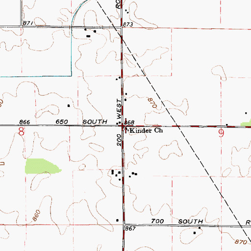 Topographic Map of Kinder Church, IN