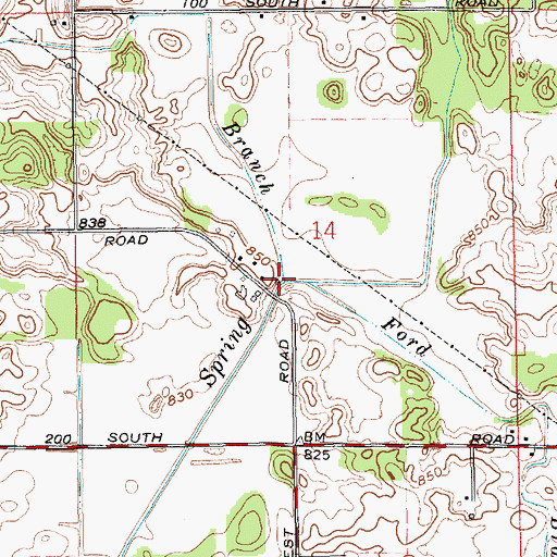 Topographic Map of King Branch, IN