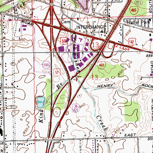 Topographic Map of King Branch, IN