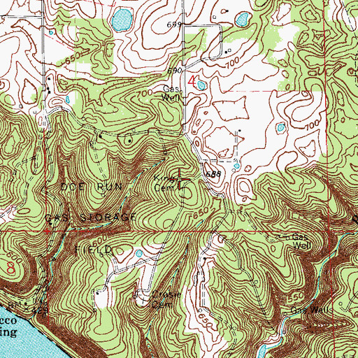 Topographic Map of King Cemetery, IN