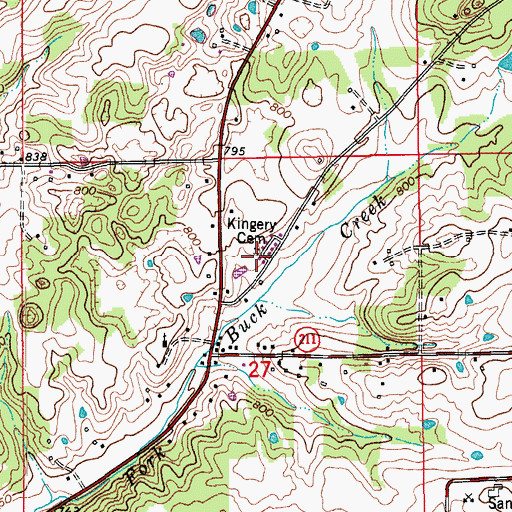 Topographic Map of Kingery Cemetery, IN
