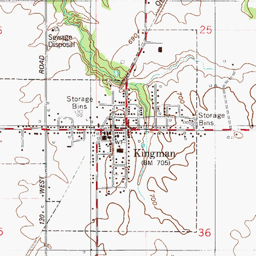 Topographic Map of Kingman, IN