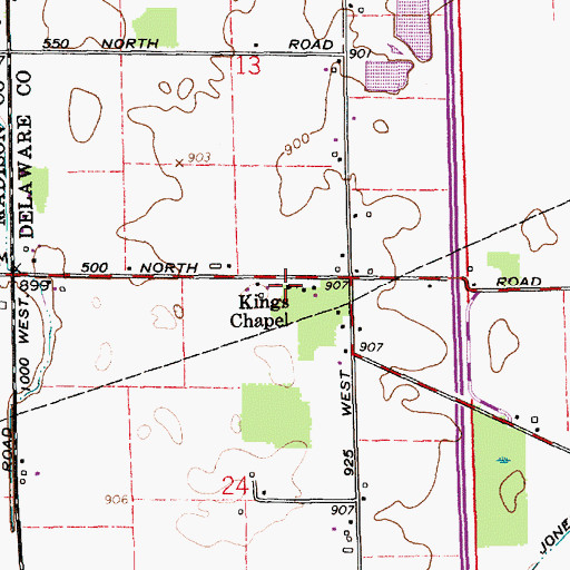Topographic Map of Kings Chapel, IN