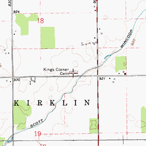 Topographic Map of Kings Corner Cemetery, IN