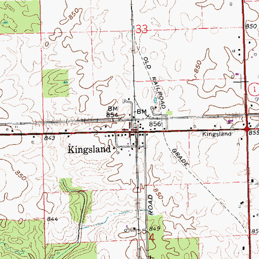 Topographic Map of Kingsland, IN