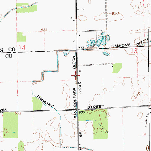 Topographic Map of Kingsoliver Ditch, IN