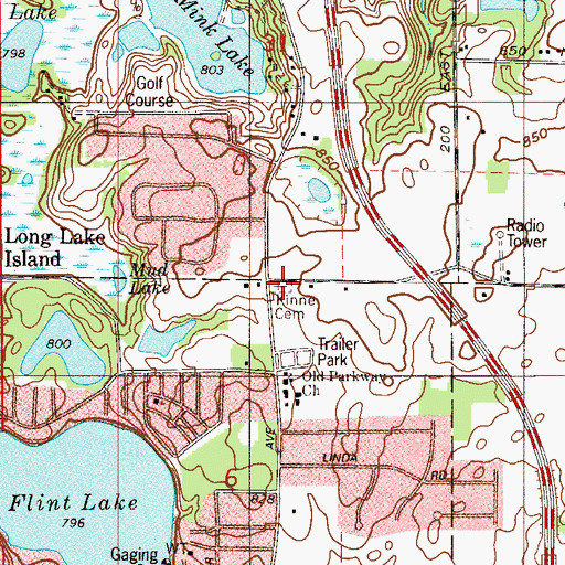 Topographic Map of Kinne Cemetery, IN