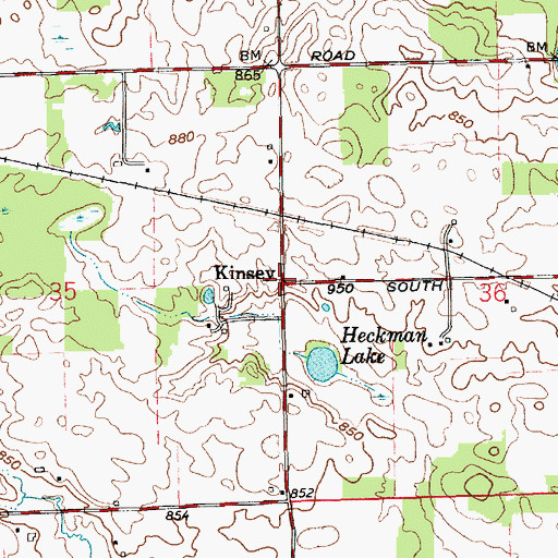Topographic Map of Kinsey, IN