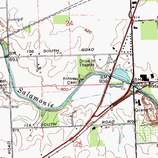 Topographic Map of Kinsey Cemetery, IN