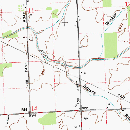 Topographic Map of Kinsey Run, IN