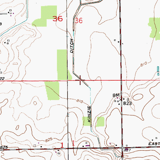 Topographic Map of Kinzie Ditch, IN