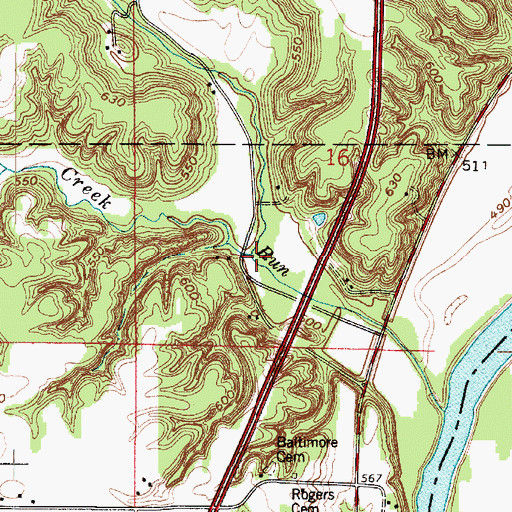Topographic Map of Kitchen Creek, IN