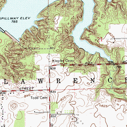 Topographic Map of Klepfer Cemetery, IN