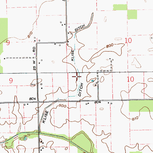 Topographic Map of Klise Ditch, IN