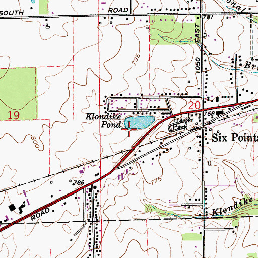 Topographic Map of Klondike Pond, IN