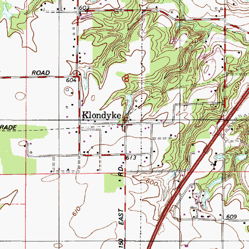 Topographic Map of Klondyke, IN