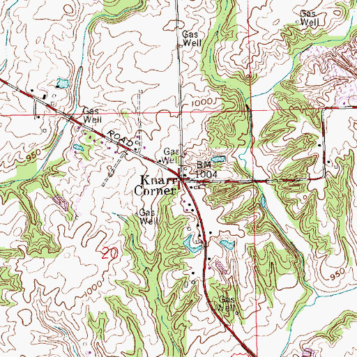 Topographic Map of Knarr Corner, IN